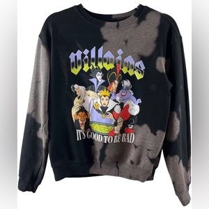 Disney Villains It's Good to Be Bad Black Bleached Sweatshirt Womens Small